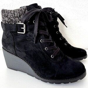 New Torrid Black Faux Suede Wedge Ankle Boot - Size 11WW